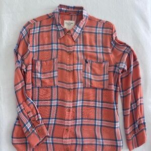 Abercrombie & Fitch Orange Plaid Button Down Shirt